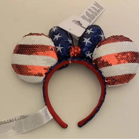 Disney Stars Stripes Americana Minnie Mickey Ears Headband Flag 4th July WDW - Picture 4 of 6